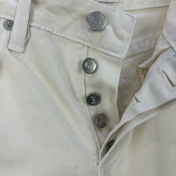 Reformation Fawcett Crop Wide Leg Jeans Size 24 Ivory Raw Hem - Picture 7 of 11